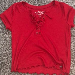 Cropped red tee